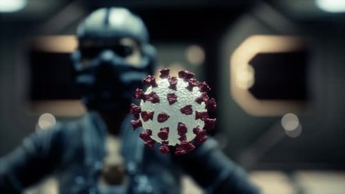 Rotating 3D Virus Particle in a Futuristic Environment