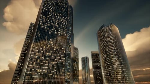 Rascacielos o edificios modernos en la ciudad
