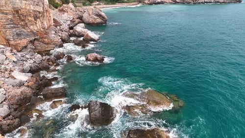 Fantastische azurblaue Meerestextur Luftaufnahme 4 K Türkei Alanya