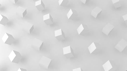 Abstract White Cubes Gently Rotating Minimalist Background