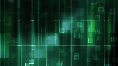Abstract Green Grid Animation with Digital Squares Background