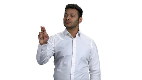 Young Successful Businessman Touching Virtual Screen