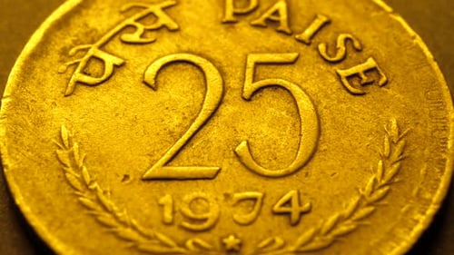 Close up of very old coin