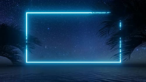 Neon Rectangle Glow Effect Digital Technology 3d Style