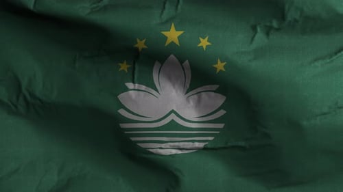 Macau Flag Textured Waving Background 4K