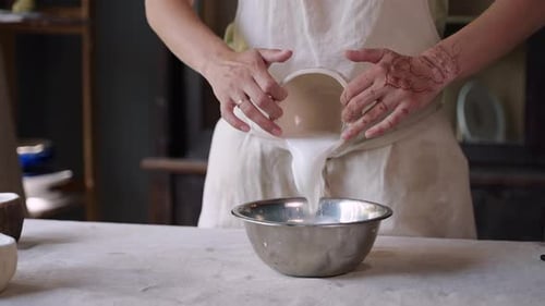 Glazing Ceramics in Pottery Studio