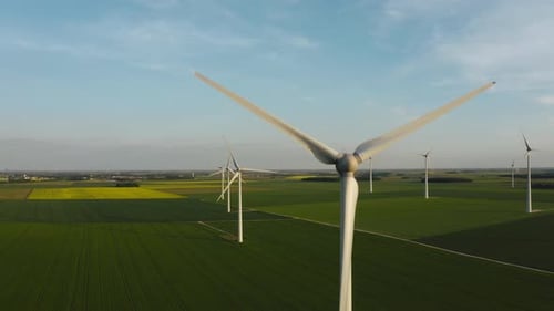 Windturbine auf einer grünen Wiese