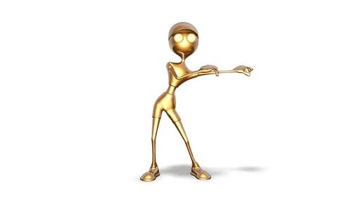 3D Gold Man Dance Looped on White