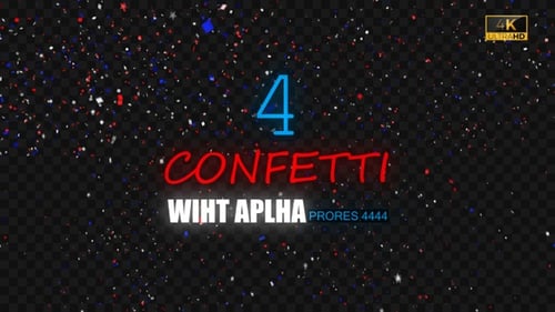 Red, White, and Blue Confetti Burst and Fall with Alpha Channel