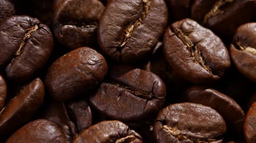 Coffee Beans. Close Up. Rotating