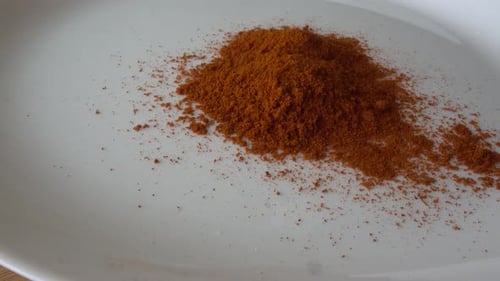 Close Up Spice Mound on White Plate