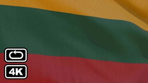 Lithuania Flag Waving in Realistic Fabric Style