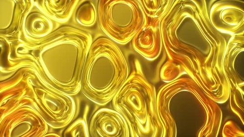Abstract Golden Fluid Flowing Motion Background Seamless Loop