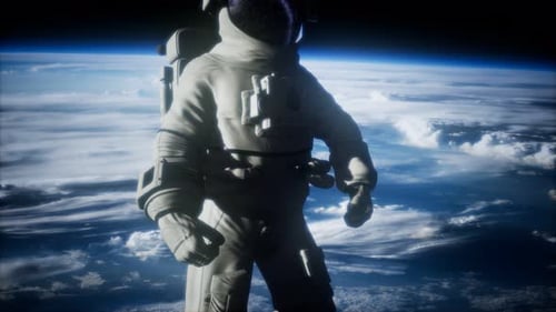 Realistic 3D Astronaut Floating in Earth's Orbit