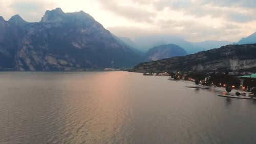 Garda lake twilight aerial