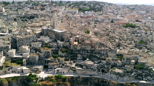 Aerial View of Ancient Town of Matera (Sassi Di Matera) in Sunny Day, Basilicata, Southern Italy
