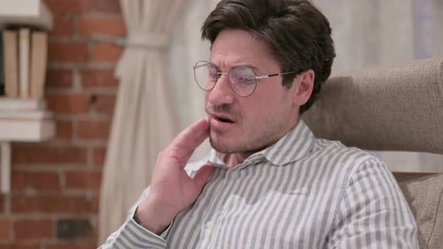 Portrait of Middle Aged Man having Toothache, Cavity