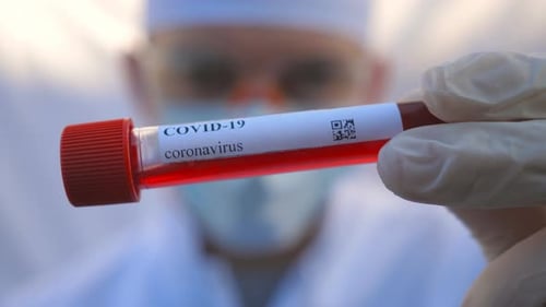 Close Up of COVID-19 Blood Sample Vial