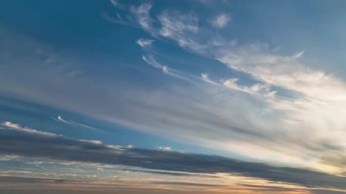 Cloudy sunset at sea aerial view 4 K