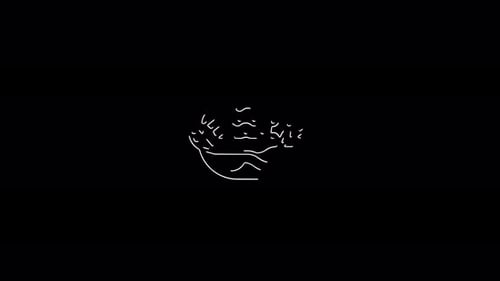 Icon Easter basket with decorated eggs for the holiday Easter moving lines on a black background.