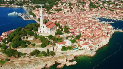 Rovinj City Architecture with Church of St