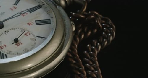 Vintage Pocket Watch on Chain Close Up