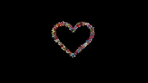 Colorful Butterflies Swarm to Form a Heart Animation