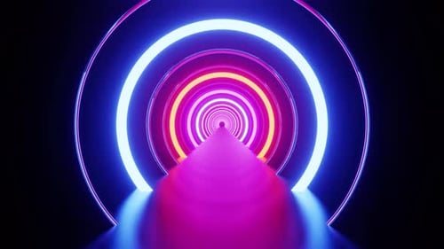 Vj Loop Background Of The Multicolored Neon Rings 4K