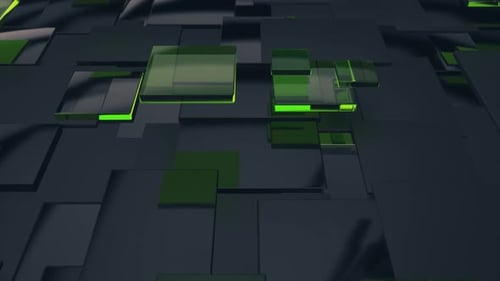 Futuristic Abstract Green Glowing Grid Background Loop