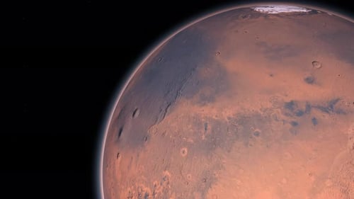 Realistic 3D Mars Planet Spinning in Space