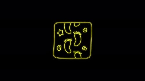 Animated Neon Line Art Reveal of Baby Shower Icons