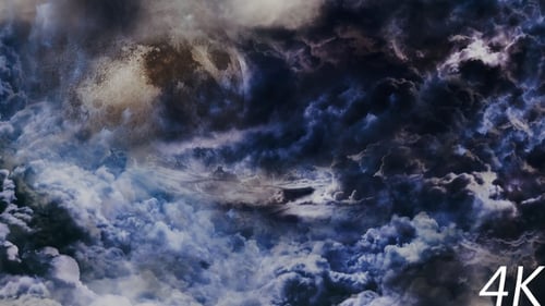 Ethereal Moon and Dark Clouds Moving Space Background