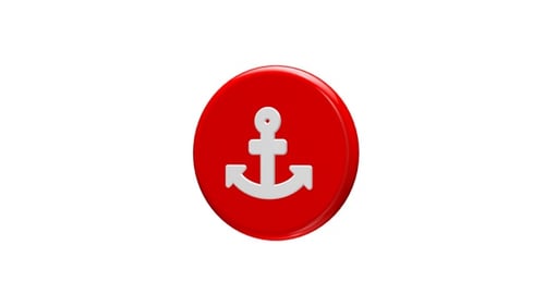 Rotating 3D Anchor Icon on Red Button Loop