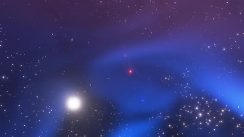 Abstract Space Journey Through Colorful Nebulae and Stars