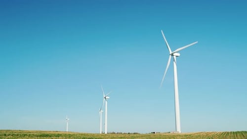 Wind Turbines Generating Clean Energy on Sunny Day