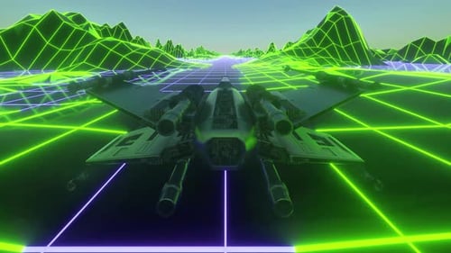 Futuristisches Raumschiff fliegt durch den Weltraum