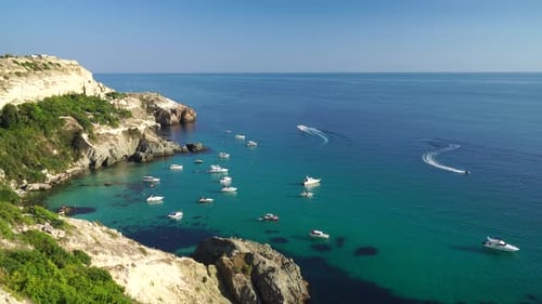 Boats and Yachts on Azure Sea