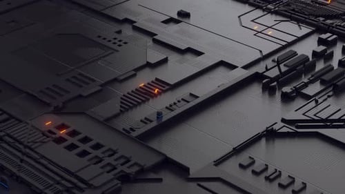 Abstract Futuristic Circuit Board Data Flow Animation