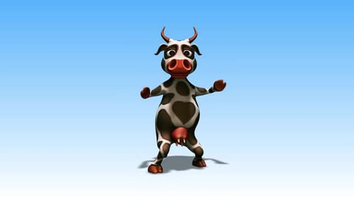 Funny Cartoon Cow Character Dancing Seamless Loop Animation