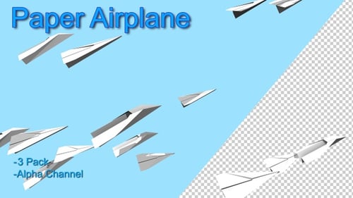 Animated Flying Paper Airplanes Pack with Alpha Channel