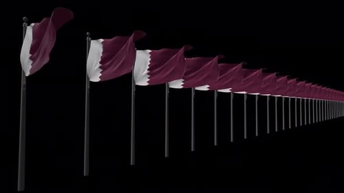 Qatar National Flags Waving Seamless Loop Animation