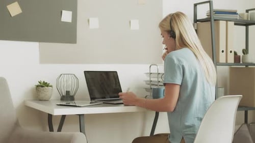 Woman Working from Home on Video Call