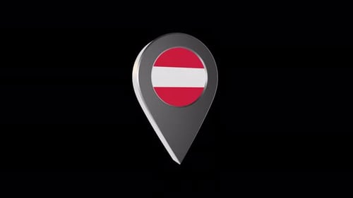 3D Austria Flag Location Pin Animation