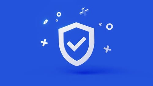 Checkmark 3d Icon on a Simple Blue Background Seamless Animation Loop
