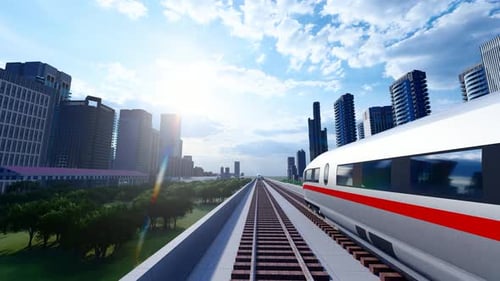 Tren urbano de alta velocidad en funcionamiento