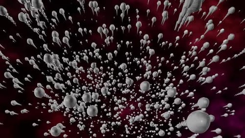 Animated Sperm Cells Moving Upwards in a Biological Background