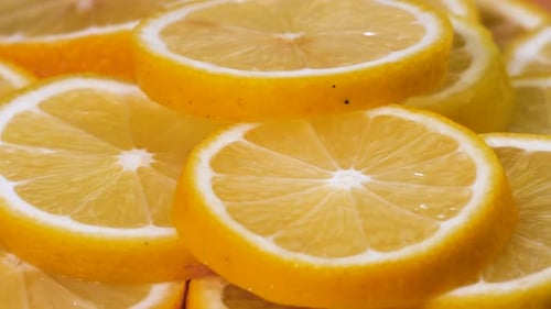 Fresh Sliced Lemons, Vibrant Citrus Fruit Close Up