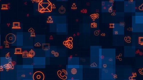 Futuristic Digital Technology Icons Animated Background