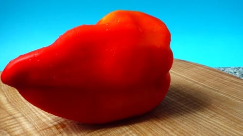 Red Bell Pepper Close-up on Cutting Board