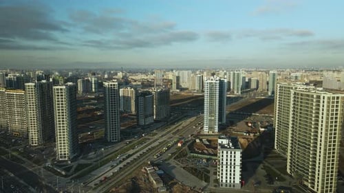 Aerial View of Modern High-Rise Buildings in City